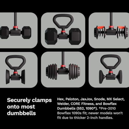 Jayflex Hyperbell Dumbbell Converter - Convert Dumbbells to Barbell Set and Kettlebell for Home Fitness - Adjustable & Up to 200 lb Capacity Weight Barbell for Weight Lifting - color: Bar+Kettlebell