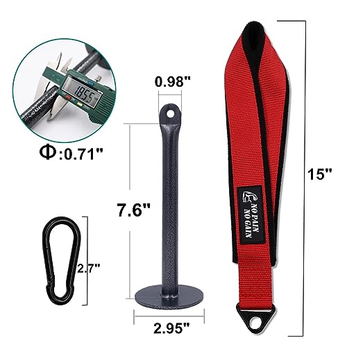 Arm Wrestling Training Strap Belt Hand Grip Arm Finger Forearm Exerciser Strengthener for Cable Machine and Free Weight - color: red with 18mm loading pin