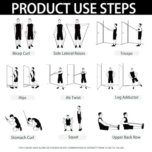 Resistance Bands with Handles, Single Resistance Bands, Exercise Bands with Handles, for Resistance Training, Physical Therapy, Home Workouts, Fitness, Pilates