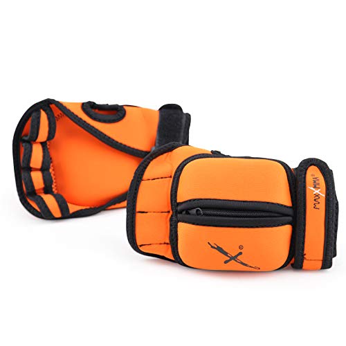 Adjustable Weighted Gloves, 2 lb. Set - Removable Weight (2 x 0.5 lb. Each Glove) for Sculpting MMA Kickboxing Cardio Aerobics Hand Speed Coordination Shoulder Strength - color: Orange