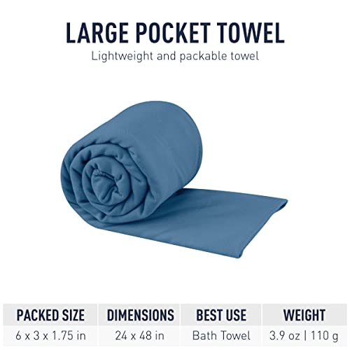 Sea to Summit Portable Pocket Towel for Camping, Gym, and Travel - color: Moonlight Blue, style: Large