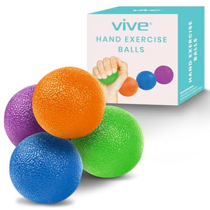 Vive Squeeze Balls for Hand Therapy, Exercise, Arthritis (w/Rehab Video App) - Grip Strengthener Occupational Equipment for Finger, Wrist, Carpal Tunnel, Pain Relief