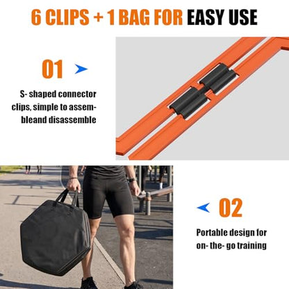 6PCS Hex Agility Rings, Speed Rings, Premium Hexagon Rings with Carry Bag, Portable Agility Hurdles Ladder for Agility Footwork Training