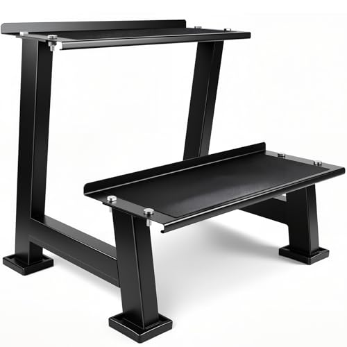 Kettlebell Storage Rack with Anti-Slip Pads, 2-Tier Weight Racks, Kettlebell Stand, Dumbbell and Kettlebell Rack for Home Gym Use