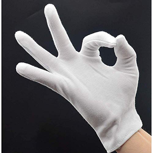 12Pairs White Cotton Gloves for Eczema Dry Hands - Breathable Moisturizing SPA Gloves Liners - Soft Jewelry Photo Inspection Gloves Stretchy Fit for S, M, L Hands of Men and Women