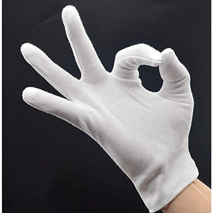 12Pairs White Cotton Gloves for Eczema Dry Hands - Breathable Moisturizing SPA Gloves Liners - Soft Jewelry Photo Inspection Gloves Stretchy Fit for S, M, L Hands of Men and Women