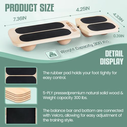 Ankle Strengthener 3 Optional Levels, Blackboard Foot Trainer for Sprained, Foot Strengthener Ankle Balance Board Suitable for Athletes, Injury Tehabilitation, Kids to The Elderly (with Instructions)