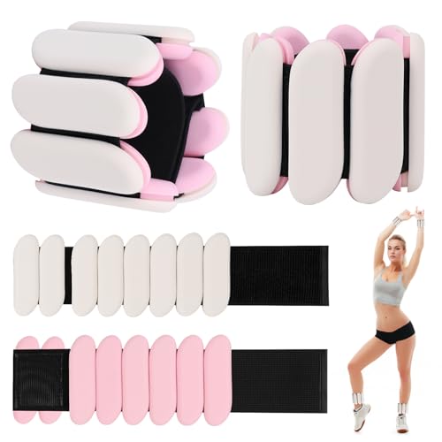 Wrist Weights - 1 Pair (1 lb Each) | Adjustable Wearable Wrist Ankle Weights, Silicone Wrist Bangles Leg and Arm Weights for Women | Yoga, Dance, Pilates, Swimming, Walking and Gym