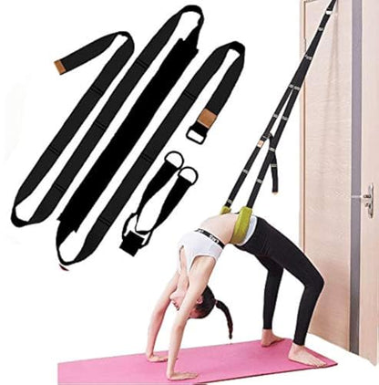 Yoga Fitness Stretching Strap, Door Flexibility Stretching Strap, Improve Leg Waist Back Flexibility Back Bend Assist Trainer, for Rehab Pilates Ballet Dance Cheerleading Splits Gymnastics - color: black