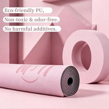 U&M Professional Non Slip PU Yoga Mat with Carrying Strap & Alignment Line, 72"x27" Extra Wide 0.2" Thick Exercise Mat for Home Gym | Sweatproof High Density | Anti-tear | Textured Surface | Natural Rubber Bottom Workout Mat for Women & Men Yoga Pilates F