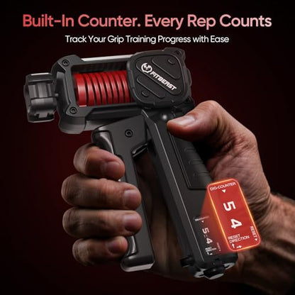 FitBeast Grip Strength Trainer with Built-In Counter, Adjustable Hand Gripper Strengthener 30–130LB, Forearm Strengthener for Office & Home Training