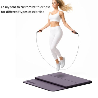 Folding Yoga Mat Extra Thick 0.4 Inch, Foldable Yoga Mat 75 x 26 Inches, TPE Exercise Mat, 7-Panel Non Slip Cushioned Fitness Mat for Yoga, Pilates, Stretching, Home Workout