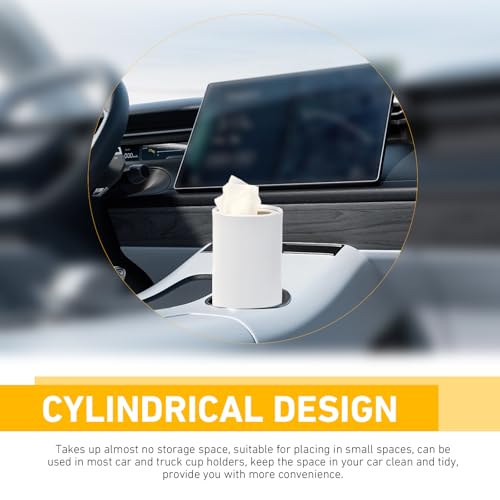 4 PCS Car Tissue Holder, Car Cup Holder Facial Tissues, Convenient Cylindrical Automotive Tissue Box, Universal for Most Cars (White) - color: White