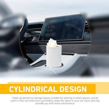 4 PCS Car Tissue Holder, Car Cup Holder Facial Tissues, Convenient Cylindrical Automotive Tissue Box, Universal for Most Cars (White) - color: White