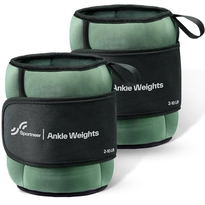Sportneer 20lbs/Pair Adjustable Ankle Weights for Women & Men - color: Olive