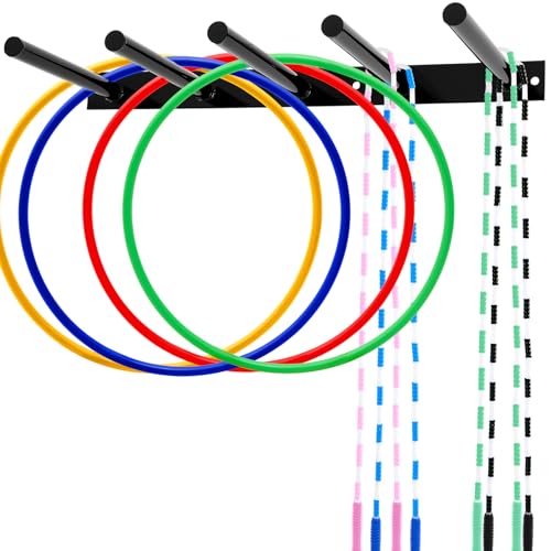 Shimeyao 25" Jump Rope Hooks Wall Mounted, 5 Peg Metal Holder Rack