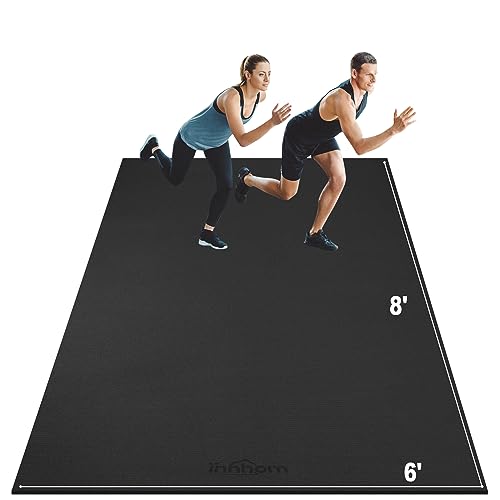 innhom Large Exercise Mat 7'x5'/8'x6'/9'x6'/10'x6' Workout Mat Gym Flooring for Home Gym Mats Exercise Mats for Home Workout Thick Floor Mat for Fitness - color: 8'x6'BLACK