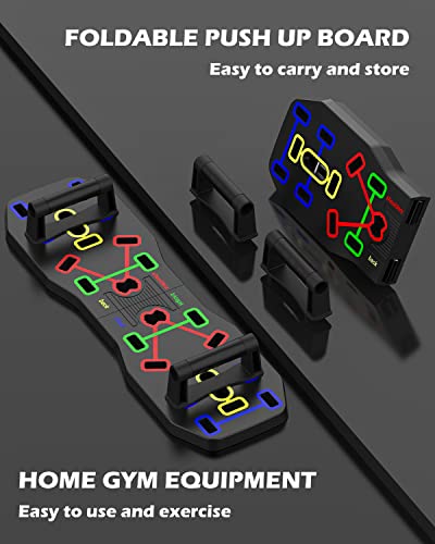LINGTENG Push Up Board, New Upgraded 12 in 1 Push Up Bar with Pushup Handles, Portable Multi-Function Foldable Home Gym, Pushup System for Chest, Triceps, Back, Abs Workout, Strength Training Equipment for Men & Women