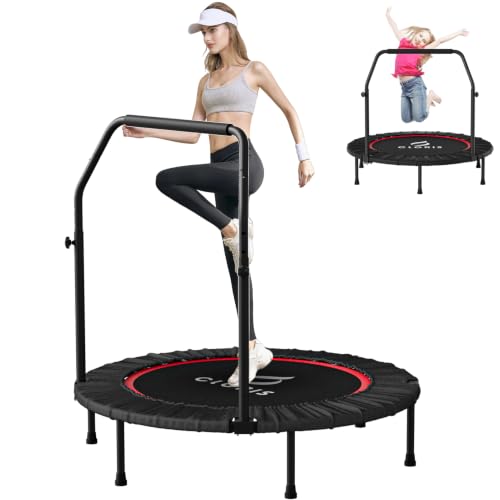 CLORIS Rebounder Trampoline for Adults 40 Inch, 400 lbs Capacity with 5-Level Adjustable Bar, Foldable Mini Indoor Fitness Workout Exercise Equipment Blue - color: 40in-Red-2
