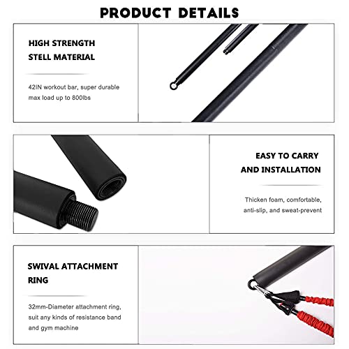 OYINDIZ Resistance Band Bar 38Inch Strength Power Training Heavy Duty Lifting Squat Fitness Equipment for Physical Exercise