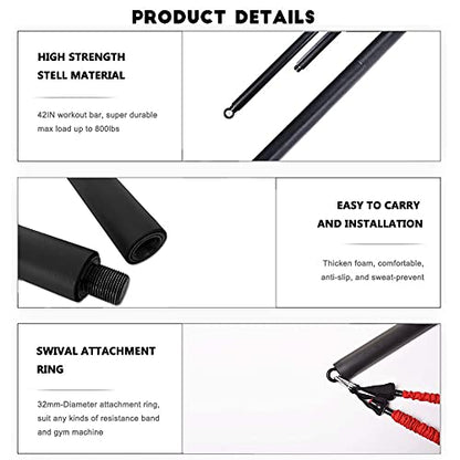 OYINDIZ Resistance Band Bar 38Inch Strength Power Training Heavy Duty Lifting Squat Fitness Equipment for Physical Exercise