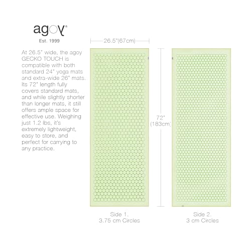 agoy Gecko Touch - Next-Gen Microfiber Yoga Towel - Double-Sided Silicone Non-Slip Grip – Ideal for Hot Yoga - Ultra Absorbent, Easy to Wash, Travel-Friendly - 30% Recycled Material - Free Wet Bag - color: Matcha Green