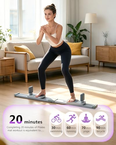 Pilates Board, 8-in-1 Pilates Equipment, Multifunctional Pilates Reformer Ab Machine for Home Workout, Full Body Workout Machine, Rowing Machine, Ski Machine for Exercise, Core Strengthening & Fitness