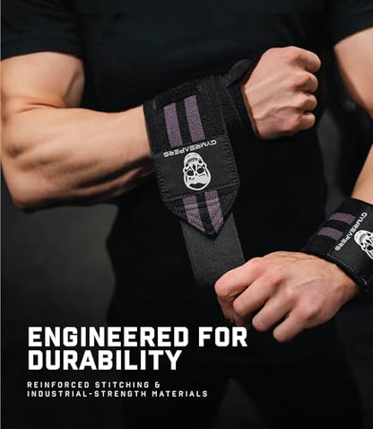Gymreapers Weightlifting Wrist Wraps (IPF Approved) Professional Quality Wrist Support with Heavy Duty Thumb Loop - Best Wrap for Powerlifting Competition, Strength Training, Bodybuilding - color: Lilac