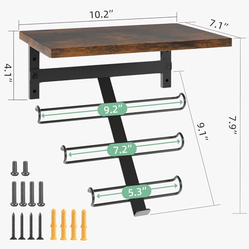 TJ.MOREE Resistance Rack Band Storage Hanger with Shelf Gym Equipment Organizer, Storage Rack for Home Gym, Brown