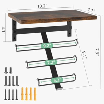 TJ.MOREE Resistance Rack Band Storage Hanger with Shelf Gym Equipment Organizer, Storage Rack for Home Gym, Brown