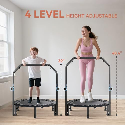Premium Foldable Exercise Trampoline for Low-Impact Cardio Workouts, Indoor Fitness Jumping Mat with Stable Steel Frame