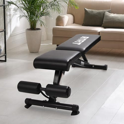 RitFit Adjustable/Foldable Utility Weight Bench for Home Gym - color: Dark Black
