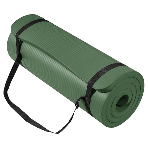 BalanceFrom Yoga Mat, 1-Inch Extra Thick High Density Exercise Mat, Anti-Tear Exercise Yoga Mat with Carrying Strap, Suitable for Various Yoga Exercises, Multiple Colors