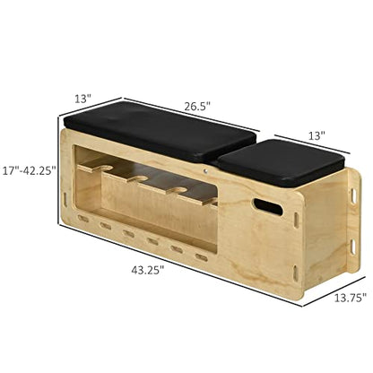 Adjustable Weight Bench with Dumbbell Rack - Compact Workout Bench with Storage Compartment, Space Saving Incline Decline Sit Up Bench for Small Spaces & Beginners, Includes Resistance Bands