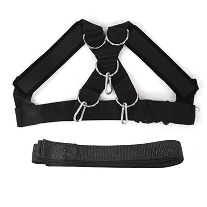 Weight Bearing Shoulder Strap Pulling Sled Harness Vest Black, Adjustable Nylon with Metal Buckle - Padded Comfort, Durable Design, Ideal for Resistance Training and Agility - color: Black