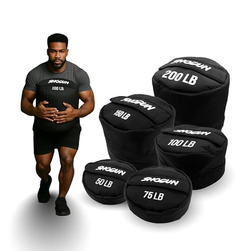 Shogun Sandbags for Working Out – Heavy Duty Workout Sandbag for Weight Training, Cross Training, Strongman, Fitness & Military Use – Adjustable Exercise Sand Bags for Full Body Training - color: Black, size: 100 LB