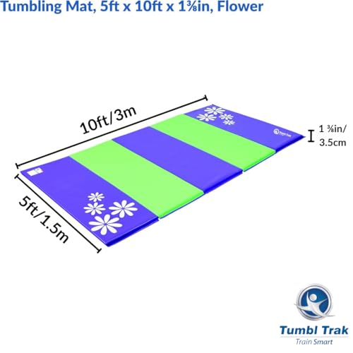 Tumbl Trak Gymnastics Folding Tumbling Panel Mat - color: Flower, size: 5'x10'x1.38"