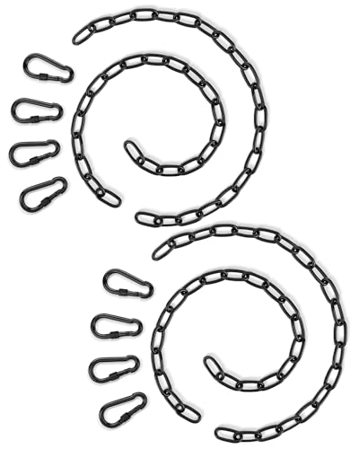 Hanging Swing Chain, 4 Pack 25 Inch 440 Pounds Capacity Heavy Duty Hammock Hardware Kit for Swing Chair, Punching Bag, Hammock, Indoor & Outdoor Gym Accessories (Black)