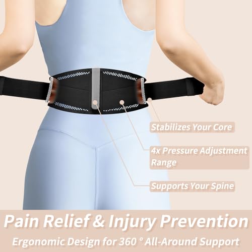 Slim & Narrow Back Brace for Lower Back Pain Women and Men, Lightweight & Thin Back Support Belt for Sciatica, Herniated Disc Relief, Breathable Lumbar Support Belt with Dual Adjustable Compression-XS
