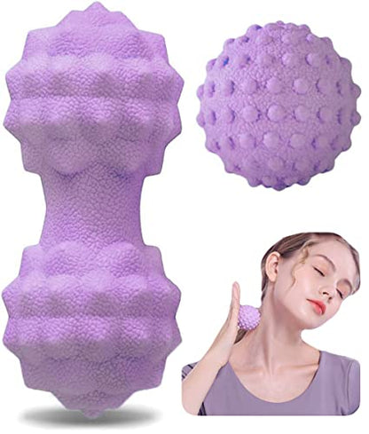 Massage Ball Set, Peanut Massage Ball Double Lacrosse Massage Roller Balls, Acupoint Myofascial Release Muscle Knot Ball, Deep Tissue Trigger Point Therapy Massage Tool for Back Neck Shoulder (Purple)