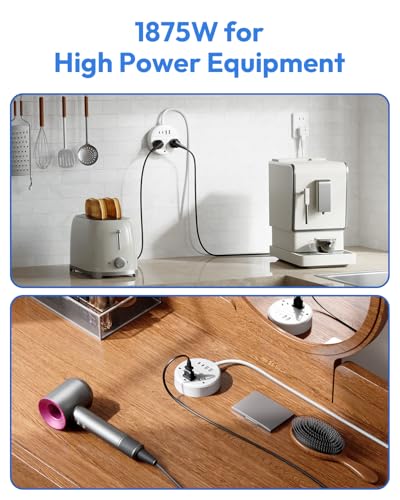 2 Prong Power Strip, NTONPOWER 10 FT Extension Cord, 2 Prong to 3 Prong Outlet Adapter, 180°Non-Polarized, 3 Outlets 4 USB (2 USB C), Wall Mount for Old House Non-Grounded Outlets,White - size: 10 ft