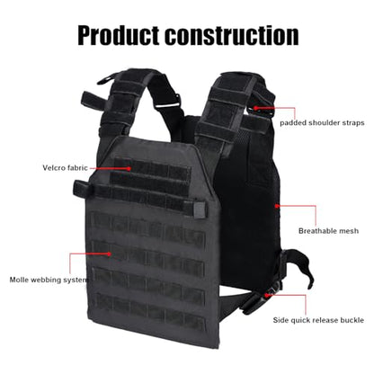 Adjustable Weighted Vest Fitness Sport Training Strength and Endurance Training,Quick Release with Molle for Running,Fitness Workouts - color: Black
