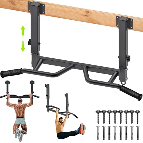 SELEWARE Heavy Duty Welded Pull Up Bar Wall/Joist/Ceiling Mount Chin Up Bar - color: E1: Black Joist Mount Pull Up Bar