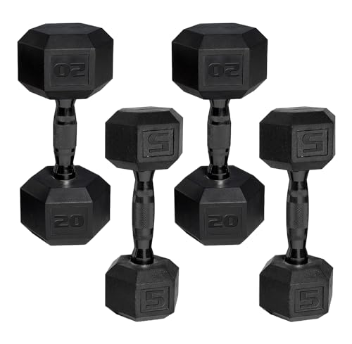 CAP 50 lbs Coated Dumbbell Set | Multiple Styles - color: Black handles, style: 5LBx2, 20lbx2 Set