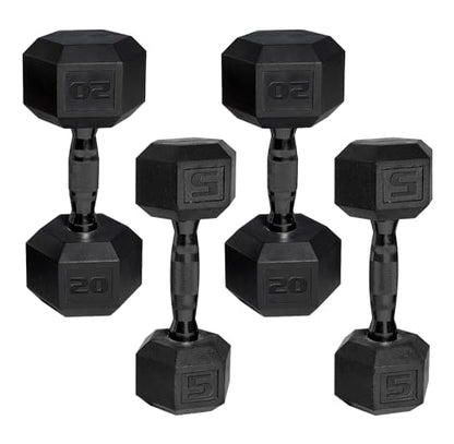 CAP 50 lbs Coated Dumbbell Set | Multiple Styles - color: Black handles, style: 5LBx2, 20lbx2 Set