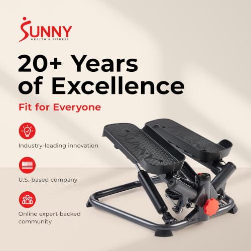 Sunny Health & Fitness Twist Stair Stepper with Resistance Bands - color: Black Onyx