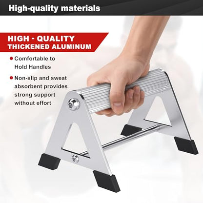 Push Up Bar - All-aluminum Lightweight Pushup Stands with Non-Slip Base, 660LB Capacity, Portable Home Gym Equipment for Strength Training & Floor Workouts、White、6.5inch