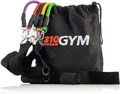 310 Nutrition Gym Kit - 5-Piece Latex Resistance Band Set with Handles, Door Anchor & Carry Bag | Full-Body Home Workout System for Strength, Mobility & Toning