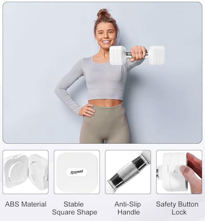 Adjustable Dumbbell Set for Women Men 7.5LB/10LB/15LB/20LB/25LB Each - color: White, style: 15LB Each [30 LBS Total]
