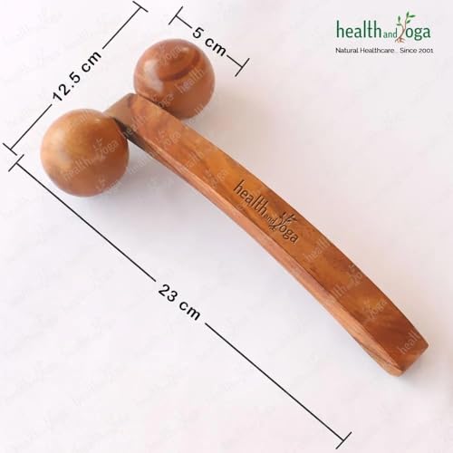 HealthAndYoga™ NatureSooth Wooden Massage Roller – Wood Therapy Massage Tools – Handheld Calf and Leg Massager, Back and Shoulder Massager and Full Body Massager